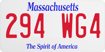 MA license plate 294WG4
