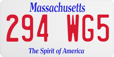 MA license plate 294WG5
