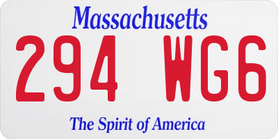 MA license plate 294WG6