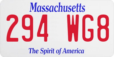 MA license plate 294WG8