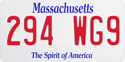 MA license plate 294WG9