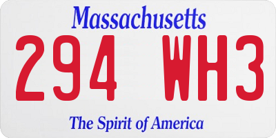 MA license plate 294WH3