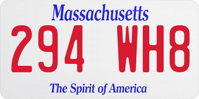 MA license plate 294WH8