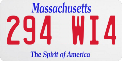 MA license plate 294WI4