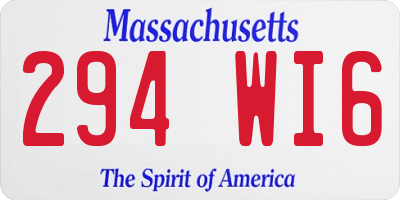 MA license plate 294WI6