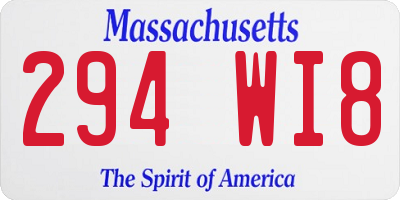 MA license plate 294WI8