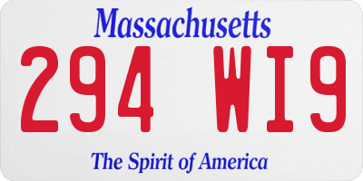 MA license plate 294WI9