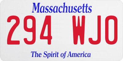 MA license plate 294WJ0
