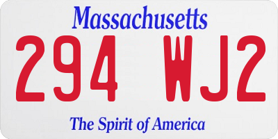 MA license plate 294WJ2