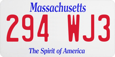MA license plate 294WJ3