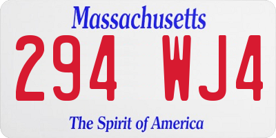 MA license plate 294WJ4
