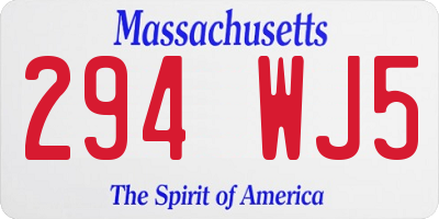 MA license plate 294WJ5