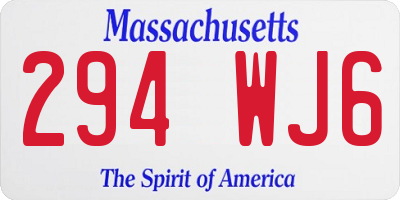 MA license plate 294WJ6