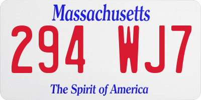MA license plate 294WJ7