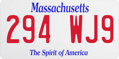 MA license plate 294WJ9