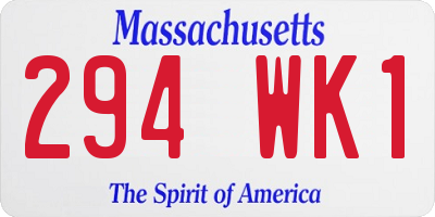 MA license plate 294WK1