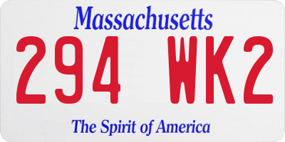 MA license plate 294WK2
