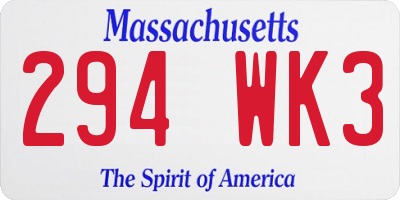 MA license plate 294WK3