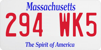 MA license plate 294WK5
