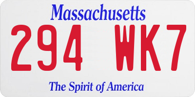 MA license plate 294WK7