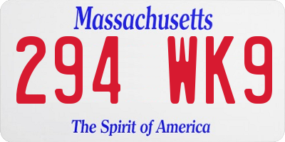 MA license plate 294WK9
