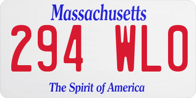 MA license plate 294WL0