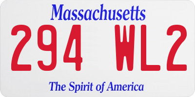 MA license plate 294WL2
