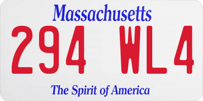 MA license plate 294WL4