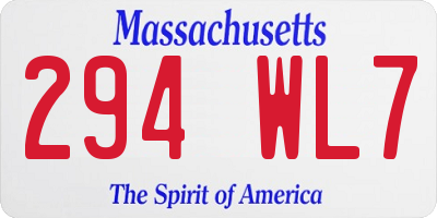 MA license plate 294WL7