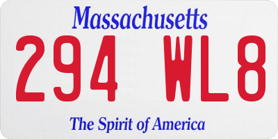 MA license plate 294WL8