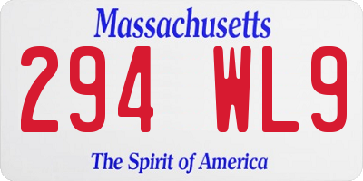 MA license plate 294WL9