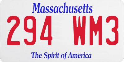 MA license plate 294WM3