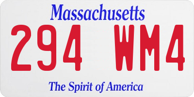 MA license plate 294WM4
