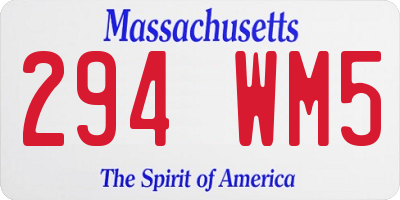 MA license plate 294WM5