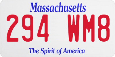 MA license plate 294WM8