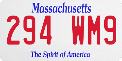 MA license plate 294WM9