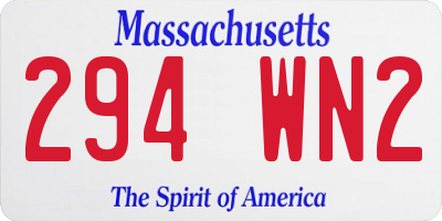 MA license plate 294WN2