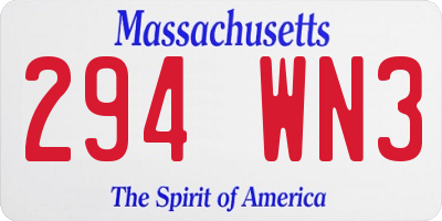 MA license plate 294WN3