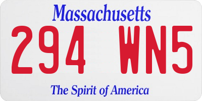 MA license plate 294WN5