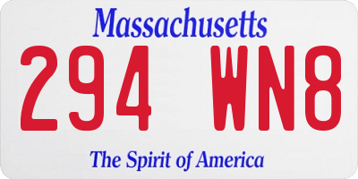 MA license plate 294WN8