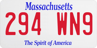 MA license plate 294WN9