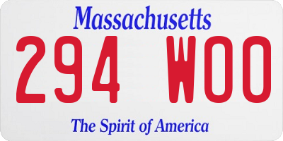 MA license plate 294WO0