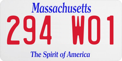 MA license plate 294WO1