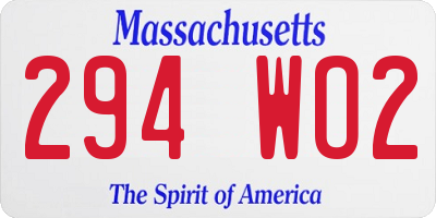 MA license plate 294WO2