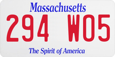 MA license plate 294WO5