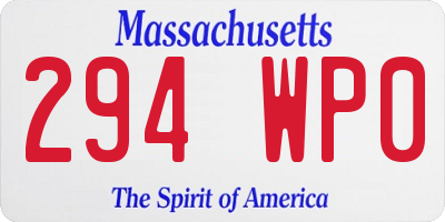 MA license plate 294WP0