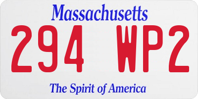 MA license plate 294WP2