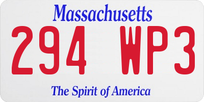 MA license plate 294WP3