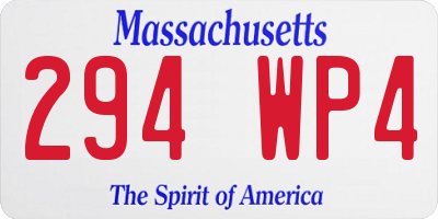MA license plate 294WP4