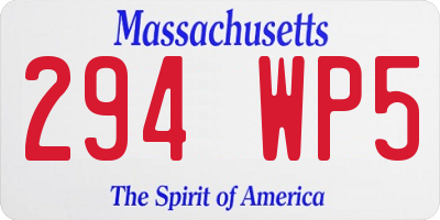 MA license plate 294WP5